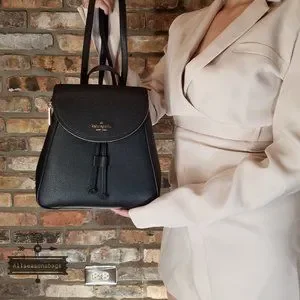 AUTHENTIC AND NEW  Kate Spade Medium Flap Backpack BLACK LEILA NWT Kate Spade - Brandclub - Leila Dome Backpack Pebbled Leather  main image 4